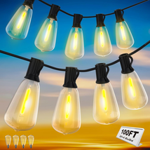 LED Outdoor String Lights 100FT with 50+4 Shatterproof ST38 Edison Bulbs Dimmabl - £28.63 GBP
