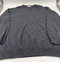 Turnbury Extra Fine Merino Wool Gray V-Neck Sweater Men&#39;s 3XT - $18.69