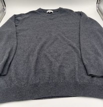 Turnbury Extra Fine Merino Wool Gray V-Neck Sweater Men&#39;s 3XT - £15.18 GBP