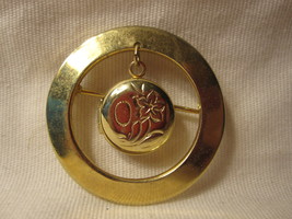 vintage Gold Circle Rim w/ Dangling Locket Pin - £4.71 GBP