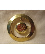 vintage Gold Circle Rim w/ Dangling Locket Pin - £4.71 GBP