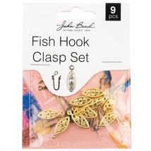 John Bead Fish Hook Clasp Set 6x20mm 9/Pkg-Gold 1401171 - £17.72 GBP
