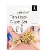 John Bead Fish Hook Clasp Set 6x20mm 9/Pkg-Gold 1401171 - $9.87