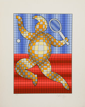 &quot; Tennis &quot; Par Victor Vasarely Édition Limitée De 300 Sérigraphie 17 3/4 X14 1/2 - £712.02 GBP