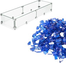 Fire Pit Wind Guard And 10 Lbs. Of Cobalt Blue Fire Glass From Gaspro, M... - $181.93