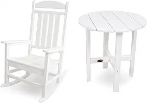 R100Wh Presidential Rocking Chair, White &amp; Rst18Wh Round 18&quot; Side Table,... - $559.99