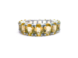 Naturel Citrine Bague Éternité Mariage Bande Aa Qualité - £47.15 GBP+