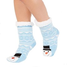 allbrand365 designer Womens Snowman Slipper Socks,Small/Medium,Light Blue - $11.97