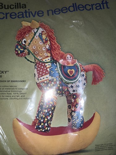 Vtg 1970s Bucilla Creative Needlecraft ROCKY 22&quot; Tall Rocking Horse Kit ... - $27.71
