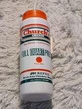 Vintage Churches Chicken Full Quart Squeeze Drink Bottle - Fast Food Col... - $18.66