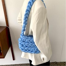 JIOMAY Solid Color Fashion Shoulder Handbag 2022 Women Handmade Crochet Bags Gir - £37.46 GBP