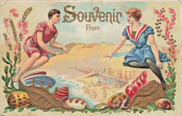 Souvenir From Beach Attire &amp; SCENE~1910 Postcard From Oakton To Fairfax Virginia - £7.98 GBP