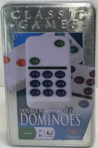 (TI) Sealed Cardinal Games Double Nine Dominoes Game Tin 55 Color Dot Do... - $14.03