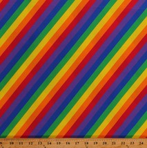 Cotton Diagonal Rainbow Stripes Digital Cotton Fabric Print by the Yard D775.97 - £11.94 GBP