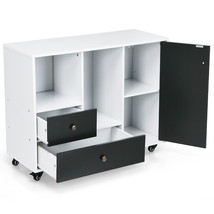 Costway Lateral Mobile Large Printer Filing Cabinet Stand w/2 Drawers White - £117.20 GBP