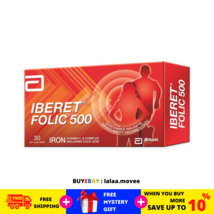 2 Boxes X Abbott Iberet Folic 500 Film-Coated Tablets 30&#39;s Free Shipping - £29.87 GBP