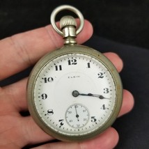large 18s antique pocket watch Elgin Silverine Canton Dueber 1917 17j WO... - $113.99