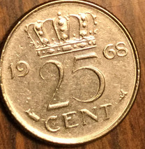 1968 Netherlands 25 Cents Coin - £1.01 GBP