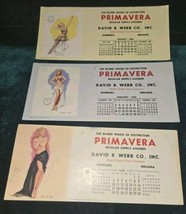 3 VINTAGE PIN Up INK BLOTTERS David R Webb Co Primavera Edinburg Indiana  - $35.52