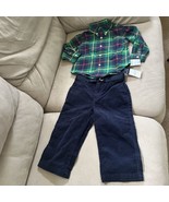 Ralph Lauren NAVY MULTI Baby Boys Plaid Shirt Corduroy Pants 2 Pc Set, U... - £32.16 GBP