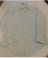 Hennessy Men&#39;s Long Sleeve Button Up Shirt Size 16 32/33 Tailored Lt Blu... - £12.33 GBP