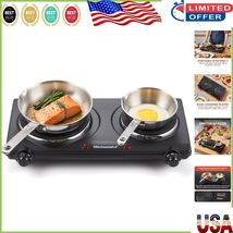 Compact Electric Hot Plate - Dual Cast Iron Burners with Safety Indicato... - $53.45