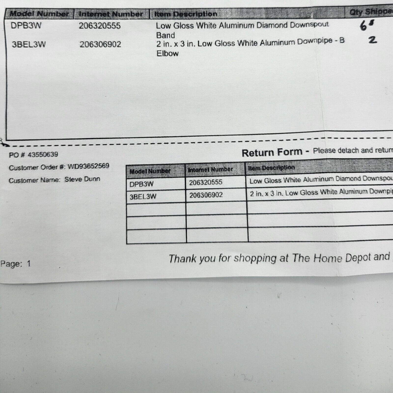 DPB3W Low Class White Aluminum Diamond Downspout Leader Gutter Downpipe