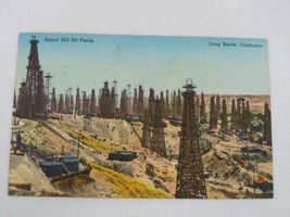 Signal Hill Oil Fields Long Beach California CA Linen Postcard - £3.47 GBP