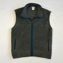 Vintage LL Bean Gray Zip Fleece Vest Script Logo Mens Size Large USA Made  - $29.69