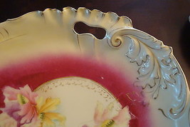 Unmarked German Platter (RS?) beautiful decorations with pink yellow orc... - £58.40 GBP