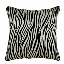 Black Pillow Cover, Animal Print Velvet 16&quot;x16&quot; Velvet, Zebra Crossing - £20.64 GBP+