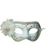 White Rose Flower Mardi Gras Masquerade Party Value Mask - £8.98 GBP