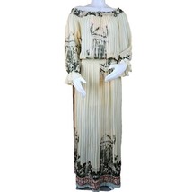 Ark &amp; Co Boho Floral Maxi Dress Womens S Pleated Sheer Chiffon Puff 3/4 ... - $446.98 MXN