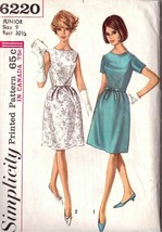 Vintage 1965 Simplicity Pattern 6220 Junior&#39;s One-Piece Dress Size  9 - £9.43 GBP