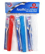 Health Smart Travel Toothbrushes With Case 3Pk - £3.95 GBP