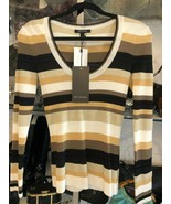 St.John Mehrfarbig / Creme Gestreift Stil #K512033 Langärmelig Top Größe... - $171.66