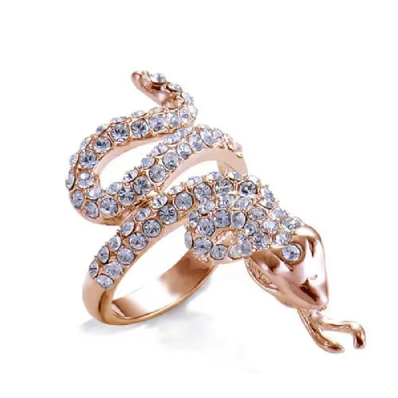 Fashion Women Stainless Animal Steel Hip Hop Punk Adjustable Open Snake Ring Par - £12.62 GBP