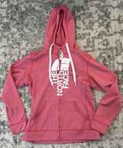 The North Face Full Zip Hoodie Jacket Coat Womens M Pink Big Logo Spello... - $27.71