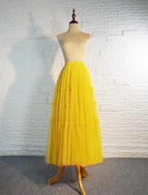 A-line YELLOW Tiered Tulle Maxi Skirt Women Custom Plus Size Fluffy Tulle Skirt image 6