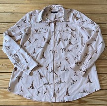 Karl Lagerfeld Women’s Eiffel Tower Print Button up shirt size S Pink Sf11 - £22.57 GBP