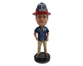 Custom Bobblehead Profesional Firefighter Physician With stethoscope around the  - £71.36 GBP