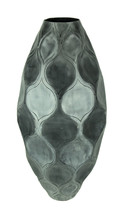 Antique Silver Finish Trellis Pattern Oval Aluminum Vase - $63.76