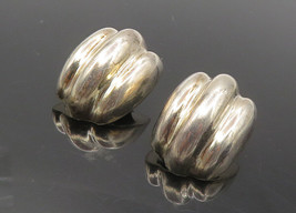 ZINA 925 Sterling Silver - Vintage Fluted Hollow Non Pierce Earrings - EG5143 - £57.55 GBP