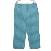 Talbots Seersucker Striped Capri Pants Womens 16 Turquoise Stretch - £26.73 GBP