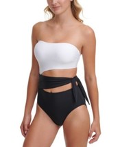 $108 Dkny Colorblocked Cut-Out Bandeau One-Piece Women&#39;s Swimsuit White Size 10 - £19.24 GBP