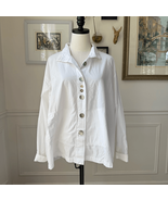 Eleven Stitch Design White Button Up Shirt Jackets Cotton Tencel XL - €30,89 EUR