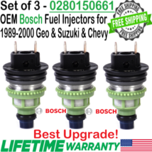 Genuine Bosch 3Pcs Best Upgrade Fuel Injectors for 1989-1997 Geo Metro 1.0L I3 - £74.90 GBP