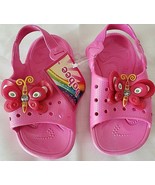 Baby Toddler Girl Sandals Shoes Size 6 Fuchsia Pink With Butterflies Bra... - $13.70 CAD