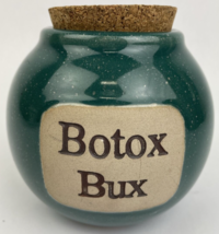 Muddy Waters &quot; BOTOX BUX &quot; Jar Piggy Bank Ceramic Pottery Stoneware Cork Top - £13.44 GBP