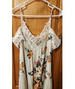 Xhileration Dress V-Neck Ivory Floral Cap Sleeve Midi Dress - $20.03 CAD